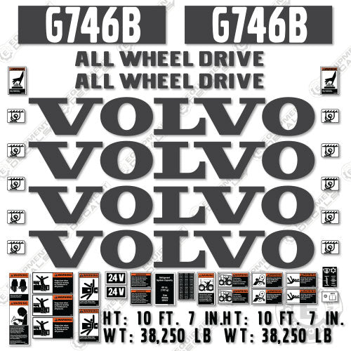 Fits Volvo G780B Decal Kit Motor Grader