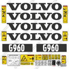 Fits Volvo G960 Decal Kit Motor Grader - Scraper