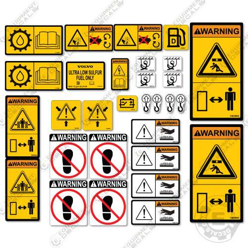 Fits Volvo G Series Warning Decals Wheel Loader – Equipment Decals
