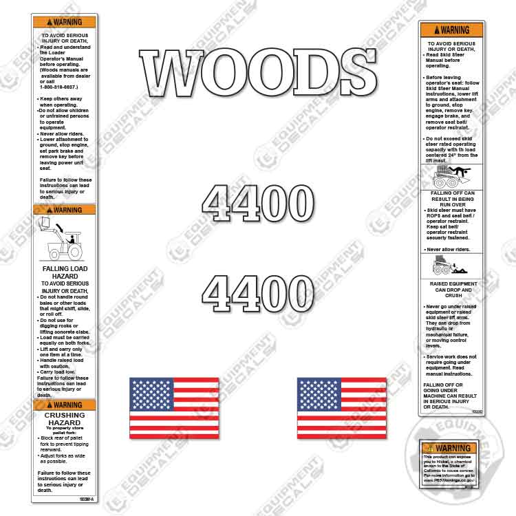 Fits Woods 4400 Decal Kit Pallet Fork
