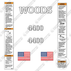 Fits Woods 4400 Decal Kit Pallet Fork