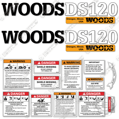 Fits Woods DS120 Decal Kit Rotary Cutter