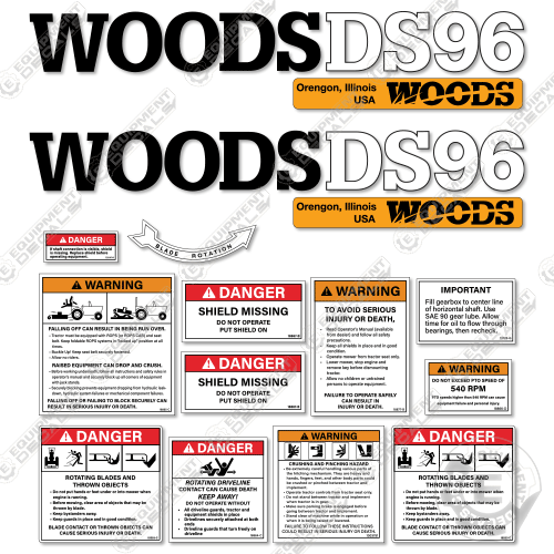Fits Woods DS96 Decal Kit Rotary Cutter
