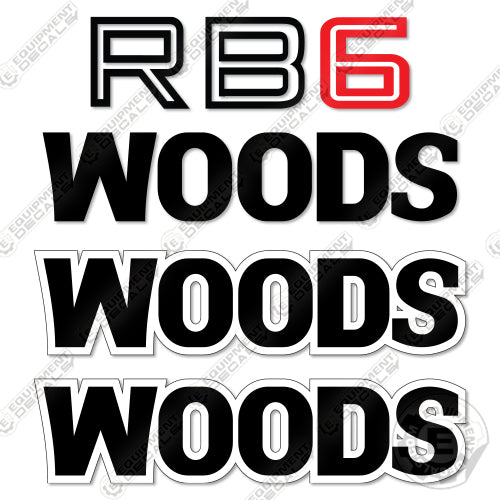 Fits Woods RB6 Decal Kit Rear Blade