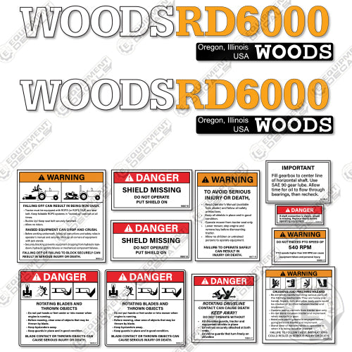 Fits Woods RD6000 Decal Kit Finish Mower