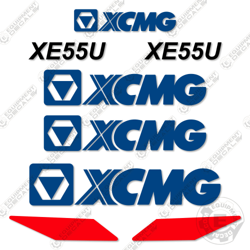 Fits XCMG XE55U Decal Kit Mini Excavator – Equipment Decals