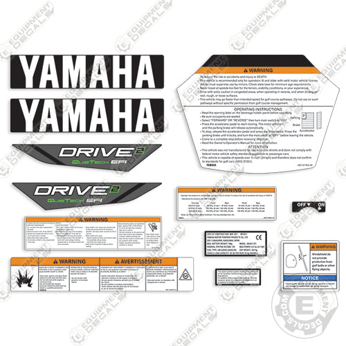 Fits Yamaha DR2A19 Drive 2 Golf Cart Decal Kit