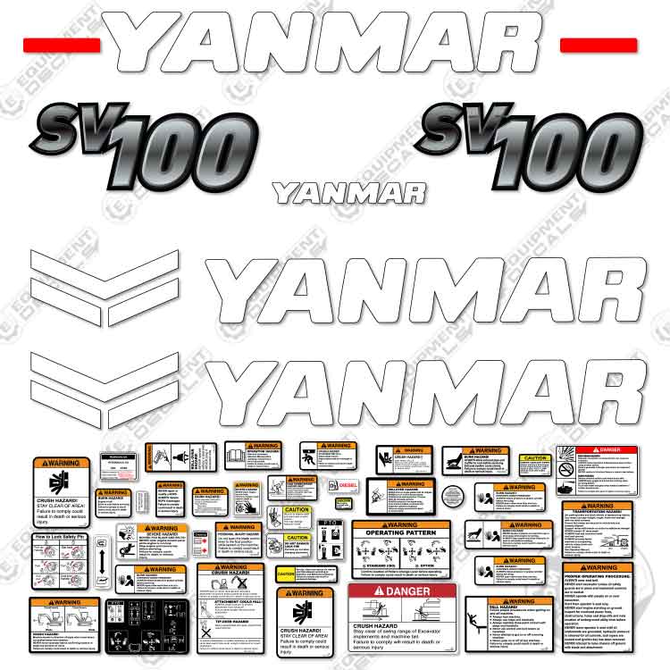 Fits Yanmar Sv100-2A Decal Kit Midi Excavator