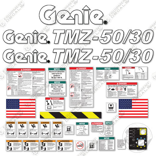 Fits Genie TMZ-50/30 Decal Kit Towable Boom Lift – Equipment Decals