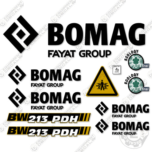 Fits Bomag BW 213 PDH Single Drum Roller Decal Kit