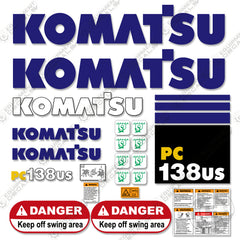 Fits Komatsu PC138US-2 Decal Kit Midi Excavator