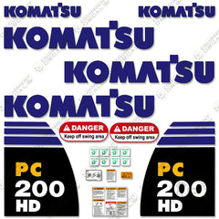 Fits Komatsu PC 200 HD 8 Excavator Decals