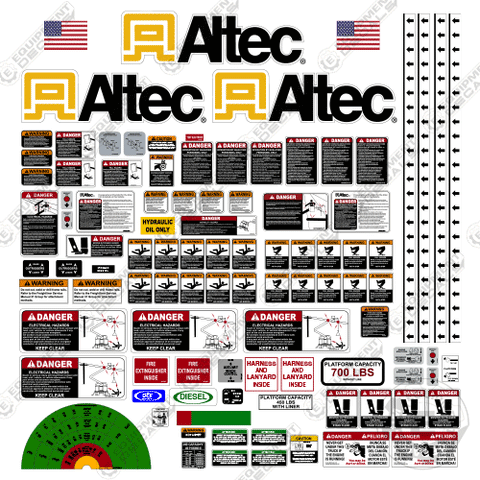 Fits Altec AA755 MH Decal Kit With Safety Stickers - Bucket Truck