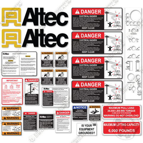 Fits Altec AT40C  Decal Kit With Safety Stickers - Boom Truck