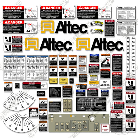 Fits Altec DC47 Decal Kit With Safety Stickers - Pole Truck