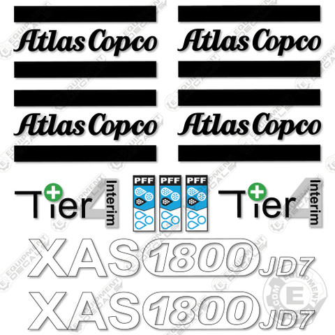 Fits Atlas Copco XAS1800 JD7 Decal Kit Air Compressor