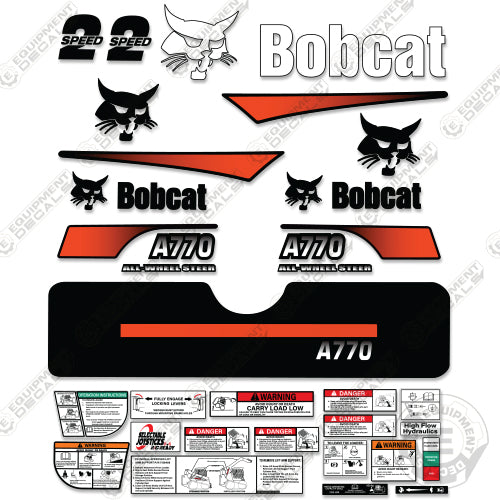 Fits Bobcat A-770 Compact Track Loader Skid Steer Decal Kit (Curved Stripes)