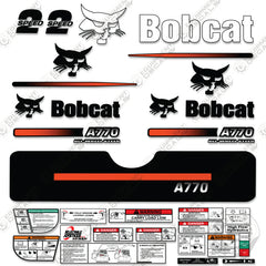 Fits Bobcat A-770 Compact Track Loader Skid Steer Decal Kit (Straight Stripes)