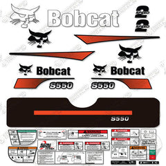 Fits Bobcat S-550 Skid Steer Decal Kit (Curved Stripes)