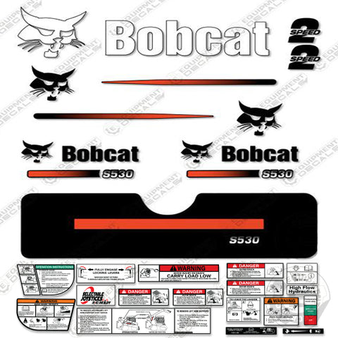 Fits Bobcat S-530 Skid Steer Decal Kit (Straight Stripes)