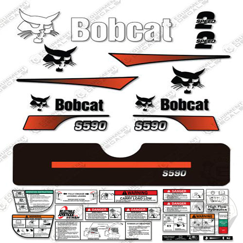 Fits Bobcat S-590 Skid Steer Decal Kit (Curved Stripes)
