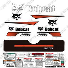Fits Bobcat S-650 Compact Track Loader Skid Steer Decal Kit (Curved Stripes)