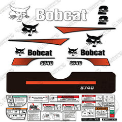 Fits Bobcat S-740 Compact Track Loader Skid Steer Decal Kit (Curved Stripes)