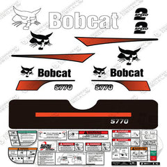 Fits Bobcat S-770 Compact Track Loader Skid Steer Decal Kit (Curved Stripes)
