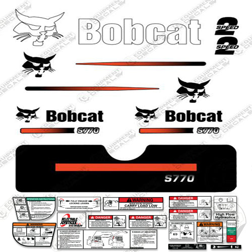 Fits Bobcat S-770 Compact Track Loader Skid Steer Decal Kit (Straight Stripes)