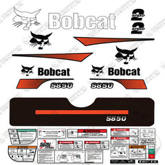 Fits Bobcat S-850 Compact Track Loader Skid Steer Decal Kit (Curved Stripes)