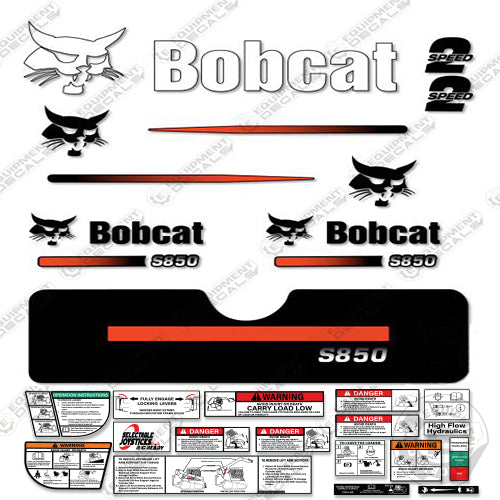 Fits Bobcat S-850 Compact Track Loader Skid Steer Decal Kit (Straight Stripes)