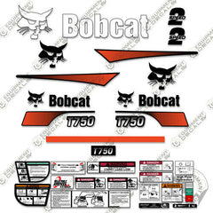 Fits Bobcat T-750 Skid Steer Decal Kit (Curved Stripes) - Alternate Rear Style