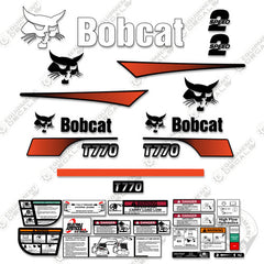 Fits Bobcat T-770 Skid Steer Decal Kit (Curved Stripes) - Alternate Rear Style