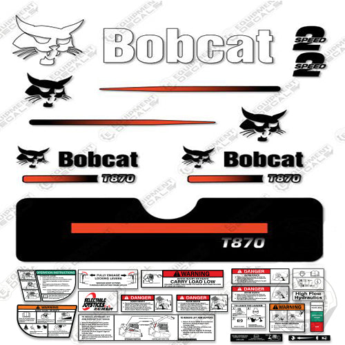 Fits Bobcat T-870 Compact Track Loader Skid Steer Decal Kit (Straight Stripes)