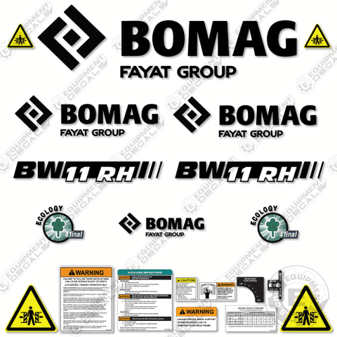 Fits Bomag BW 11 RH Drum Roller Decal Kit