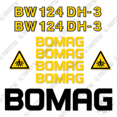 Fits Bomag BW 124 DH-3 Drum Roller Decal Kit