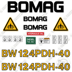 Fits Bomag BW124PDH-40 Vibratory Roller Decal Kit