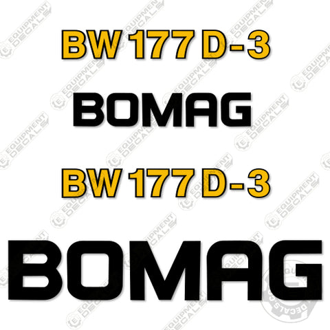 Fits Bomag BW 177D-3 Decal Kit Vibratory Roller
