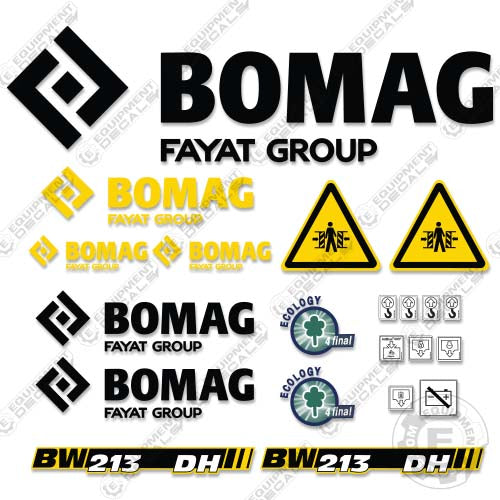 Fits Bomag BW213DH Decal Kit Single Drum Roller