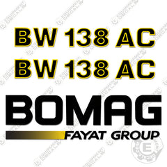 Fits Bomag BW 138 AC Tandem Roller Decal Kit