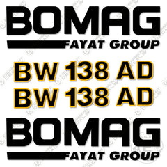 Fits Bomag BW138AD Decal Kit Roller