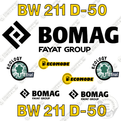 Fits Bomag BW 211 D-50 Soil Compactor Roller Decal Kit