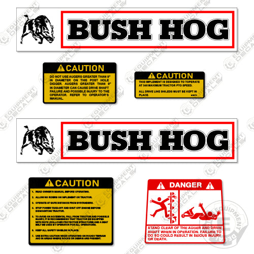 Fits Bush Hog PHD2101 Decal Kit Post Hole Digger