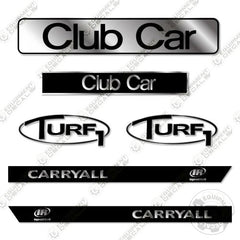 Fits Club Car Carryall Turf1 Decal Kit Golf Cart (Custom Silver/Black)
