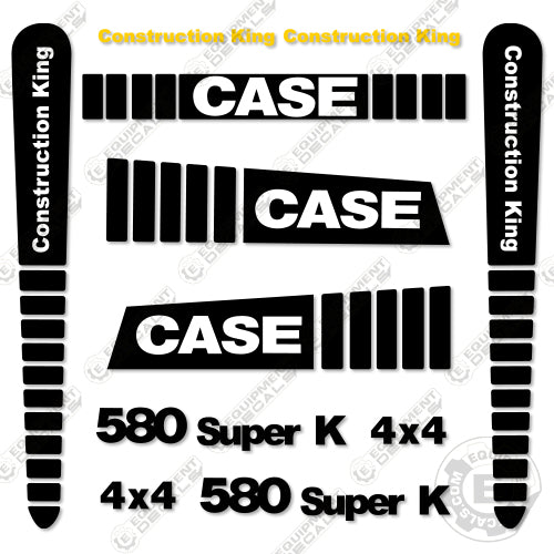 Fits Case 580 Super K Decal Kit Backhoe (Black Version)