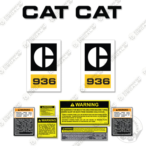 Fits Caterpillar 936 Decal Kit Wheel Loader with Safety Sticker Set