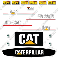 Fits Caterpillar CB-334E Decal Kit Vibratory Smooth Drum Roller