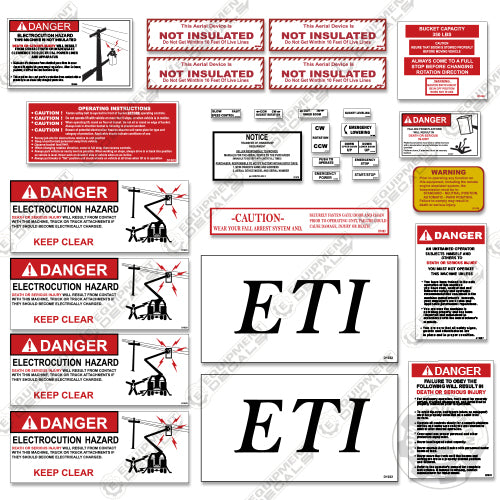Fits ETI ETC35SNT Decal Kit With Safety Stickers - Bucket Truck