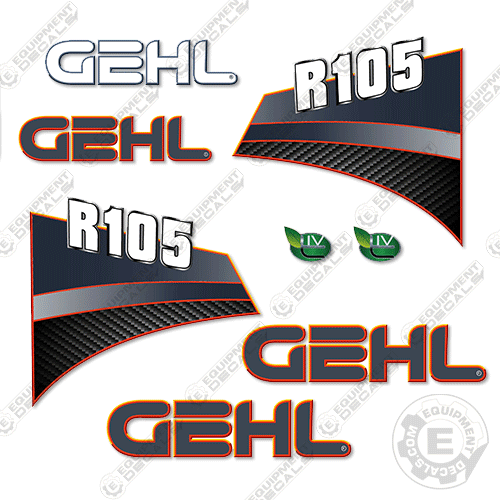 Fits GEHL R105 Decal Kit Skid Steer (ORANGE)