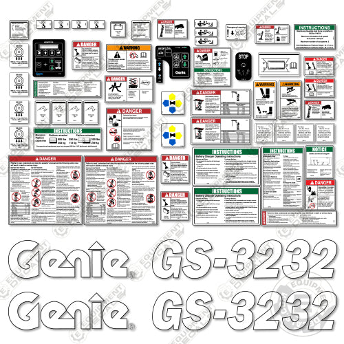 Fits Genie GS 3232 Decal Kit Scissor Lift – Equipment Decals